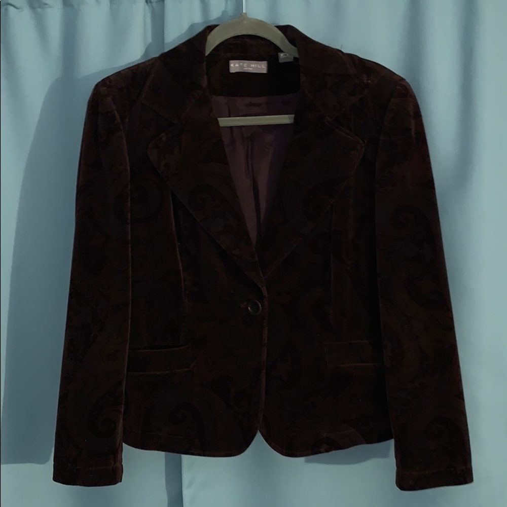 Kate Hill Paisley maroon blazer size 12 P